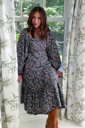 The Tiered Puff Sleeve Dress - Outbloom in Midnight