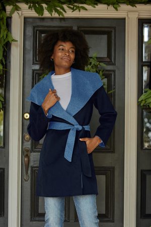 The Warmest Wool Wrap Coat - Midnight & Slate