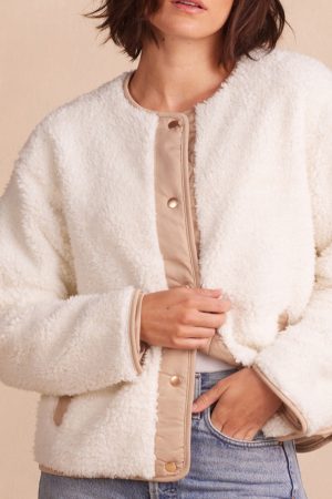 The High Pile Short Sherpa Jacket - White Sand & Moonlight