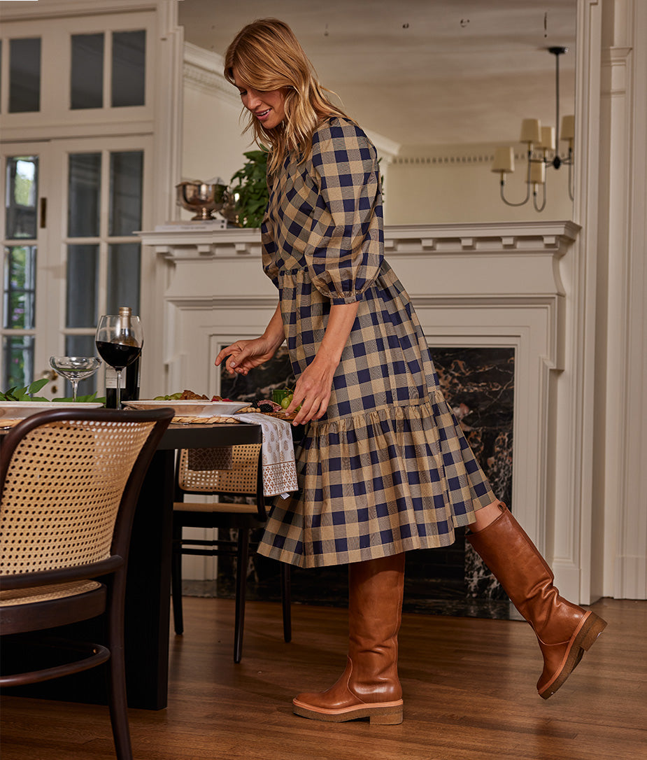 The Tiered Midi Dress - Buffalo Check in Midnight & Toffee - Image 3