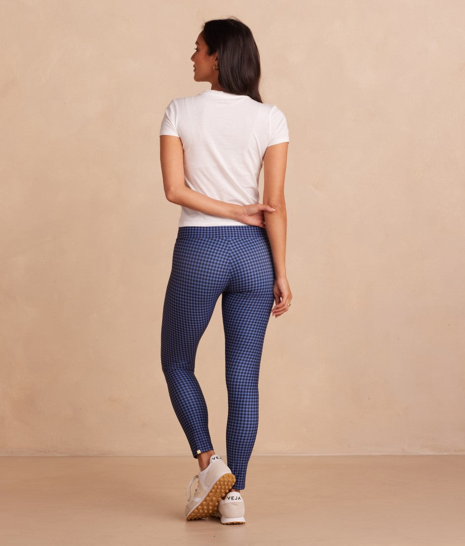 The Colorblocked High Rise 7/8 Legging - Gingham in Blue Mountain & Toffee - Image 3