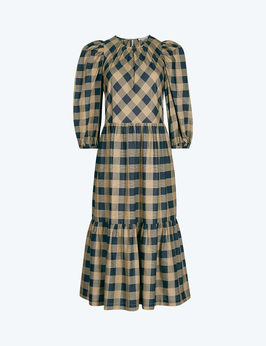 The Tiered Midi Dress - Buffalo Check in Midnight & Toffee - Image 5