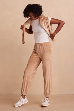 The Plush Velour Jogger - Fawn