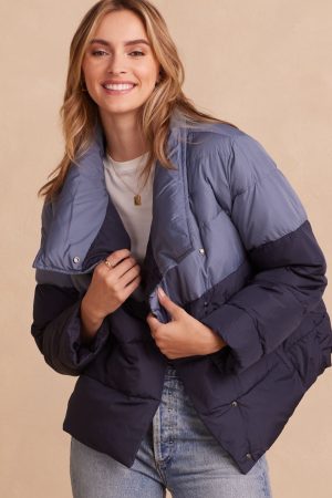 The Colorblock Eco Puffer Jacket - Midnight & Slate