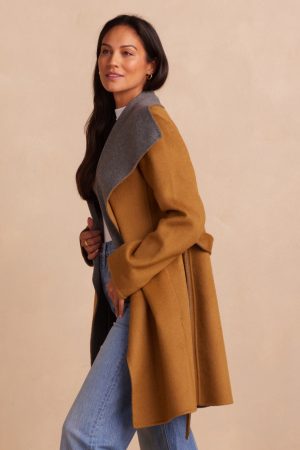 The Warmest Wool Wrap Coat - Camel & Wolf